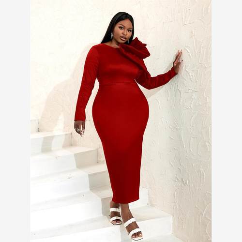 欧美大码修身宴会礼服裙PlusSize Evening Party Dress Christmas