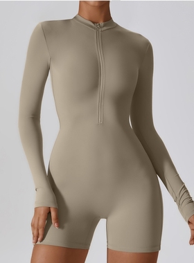 Dance Sport Jumpsuit Unitard Gym Women Romper Zip Fitness