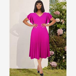 百褶連衣裙 Women 2022歐美夏季 大碼 Pleated Dress Size 新款 Plus