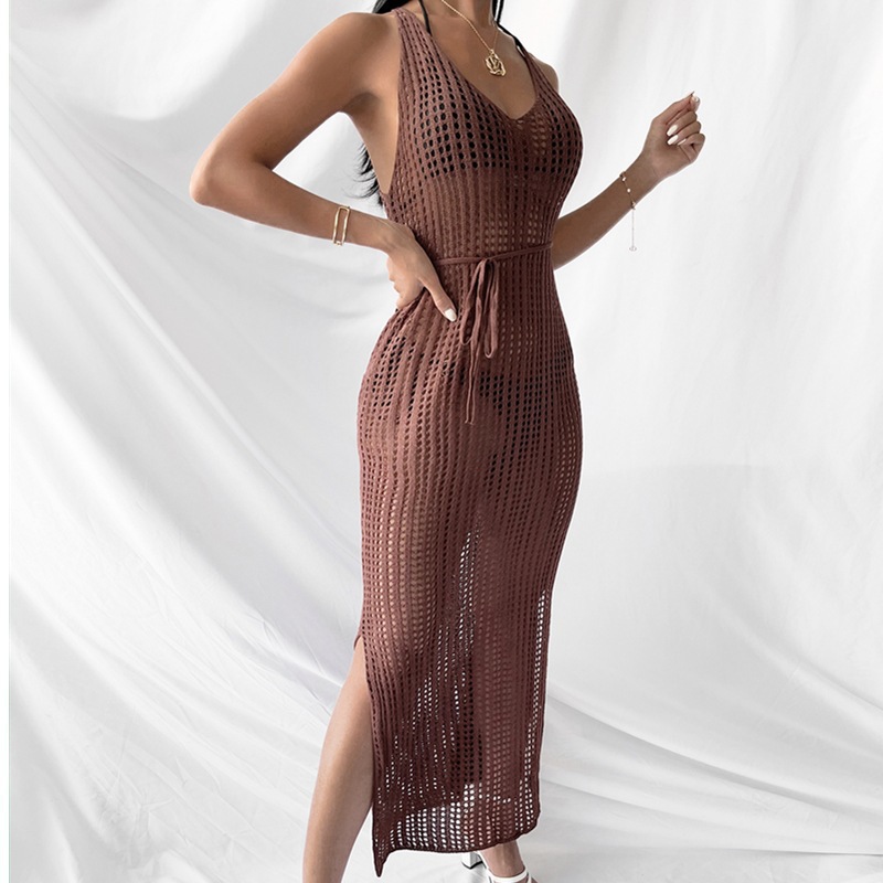 Women Swimsuit Sunscreen Cover Ups V Neck Sleeveless Beachwe