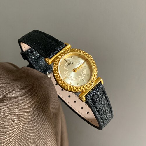 GoGoey复古菱格金圈女士石英表