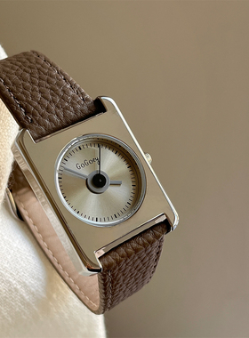 Gogoey中性极简风高级感方形手表女小众设计复古ins百搭学生腕表