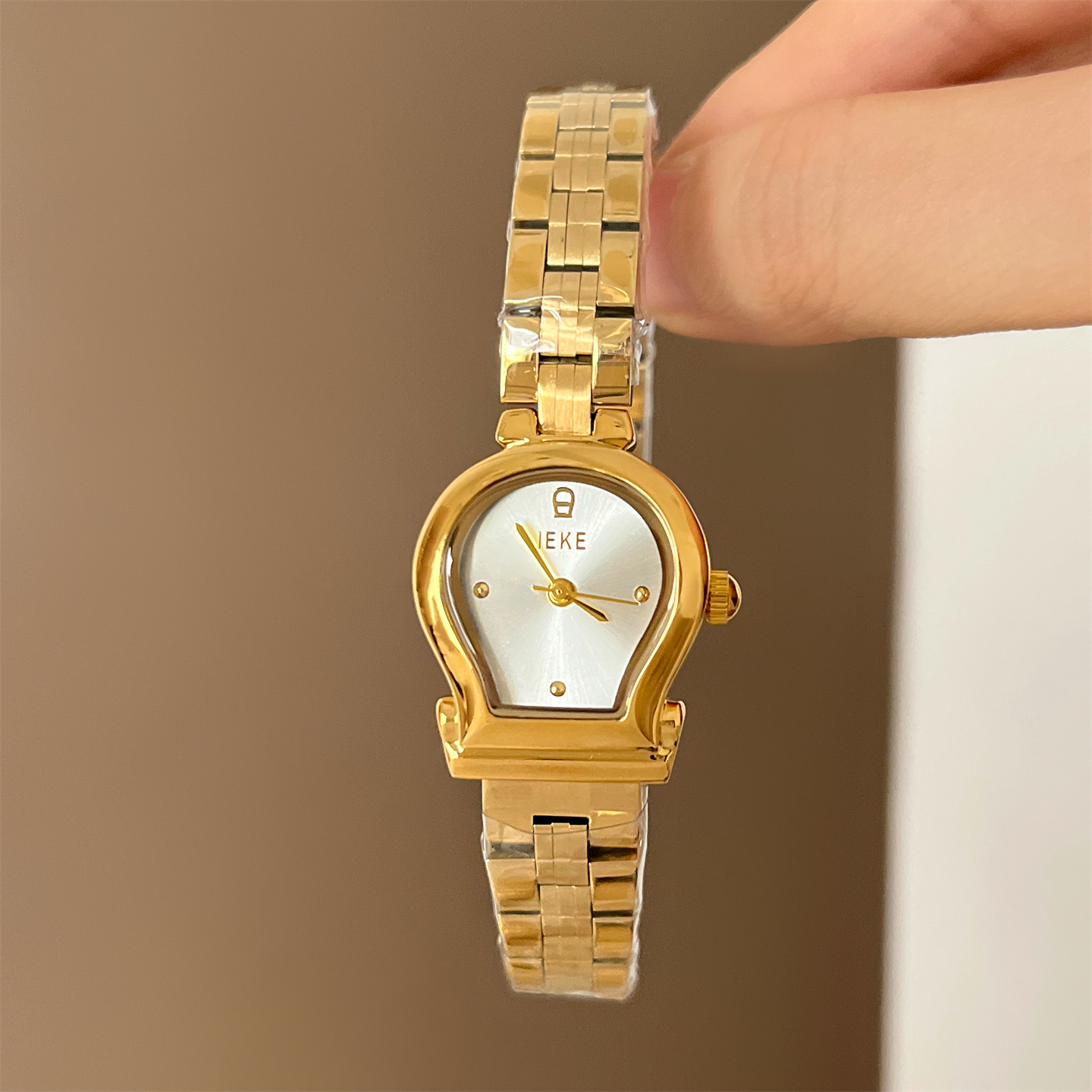 IEKE小众个性设计拱形金色小表盘