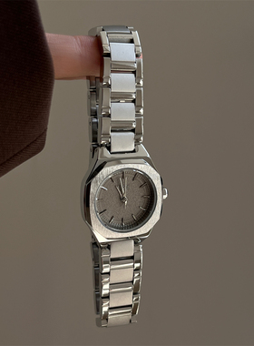 IEKE 灰色钢带小表盘贵气ins小众高级手表女款百搭简约通勤石英表