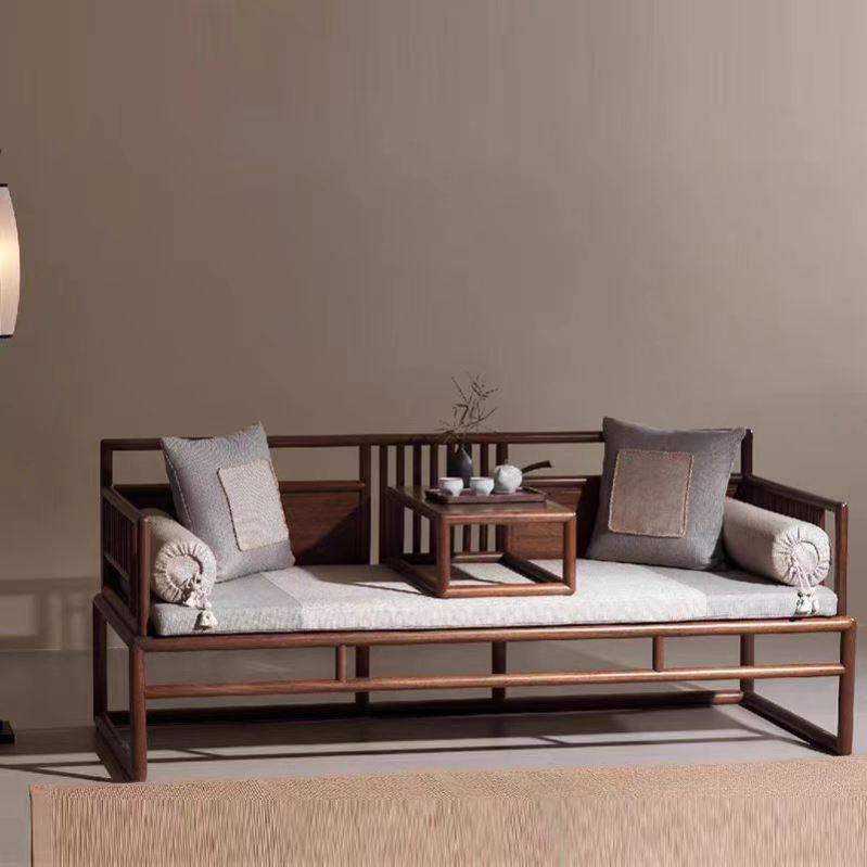 新中式罗汉床实木沙发床两用小户型软包禅意简约高端家用客厅茶室