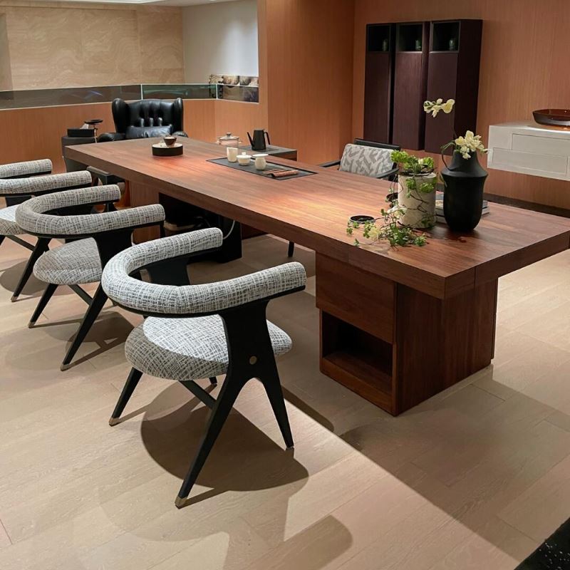 新中式极简黑胡桃木茶桌实木现代简约高端办公茶室一体式泡茶台