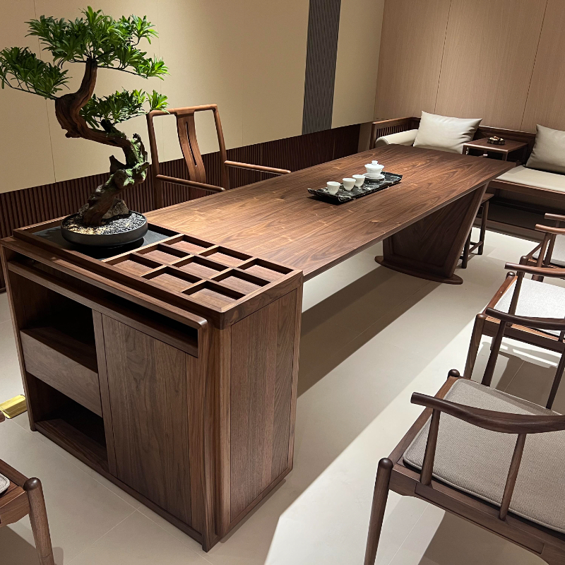宋氏美学黑胡桃木茶桌2025新款禅意高级感家用客厅实木泡茶台定制