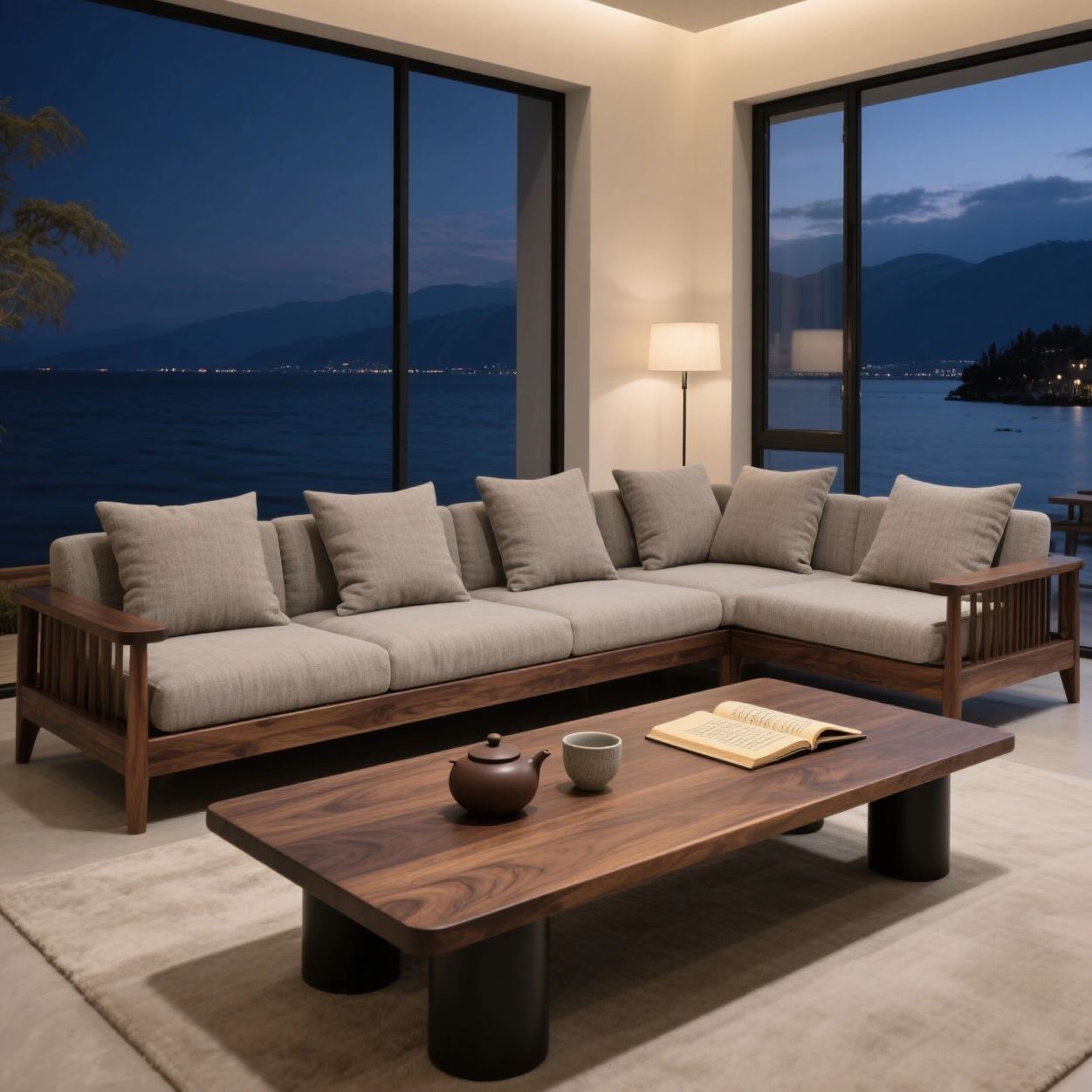 北美黑胡桃沙发宋氏美学白蜡木休闲酒店民宿办公室接待家具