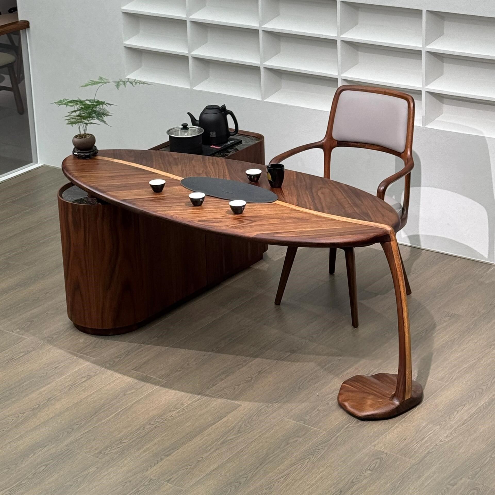 北美黑胡桃木茶桌椅组合新中式家用客厅现代白蜡木茶台茶室泡茶桌