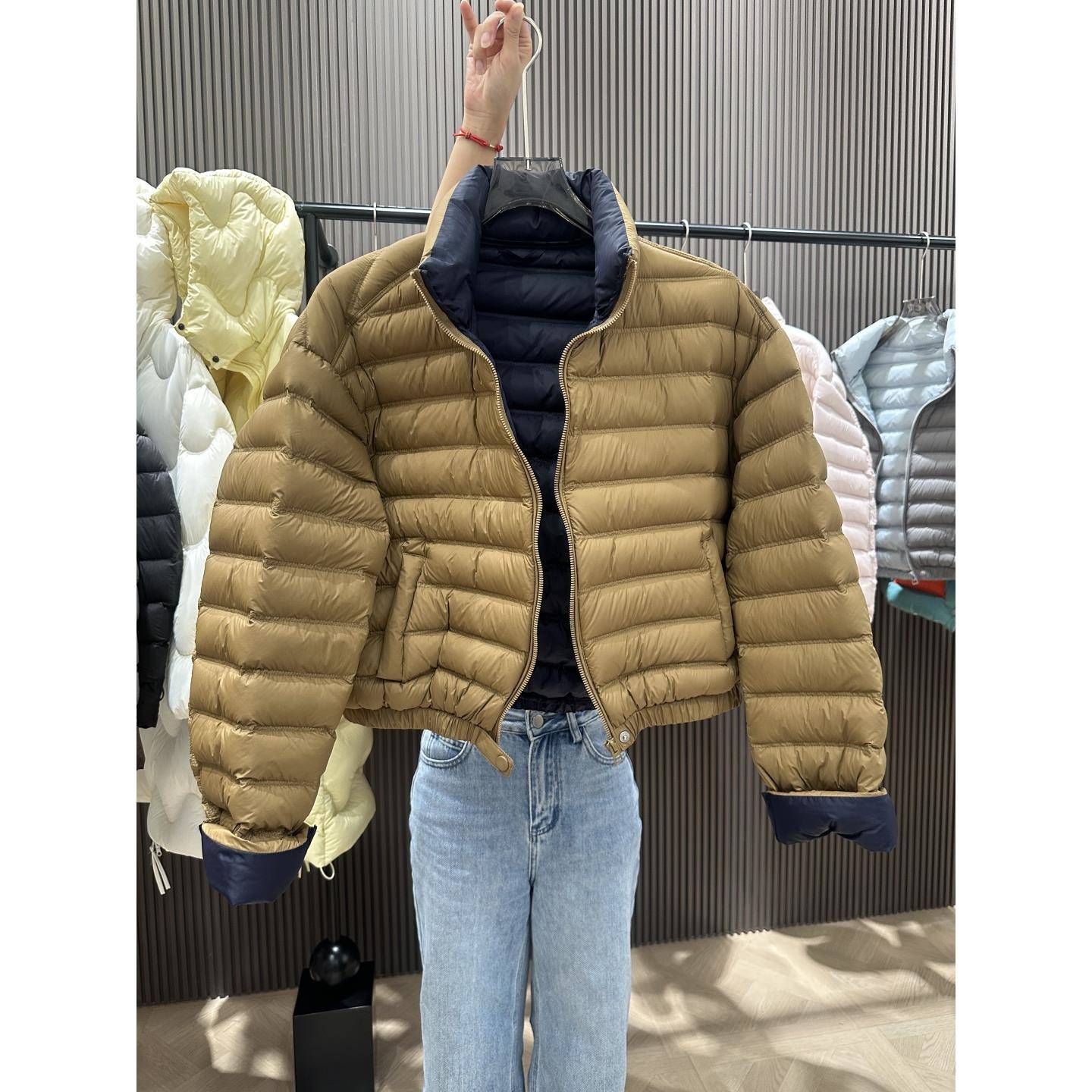 排骨羽绒服女短款2025冬季新款韩系撞色立领90白鸭绒小个子厚外套