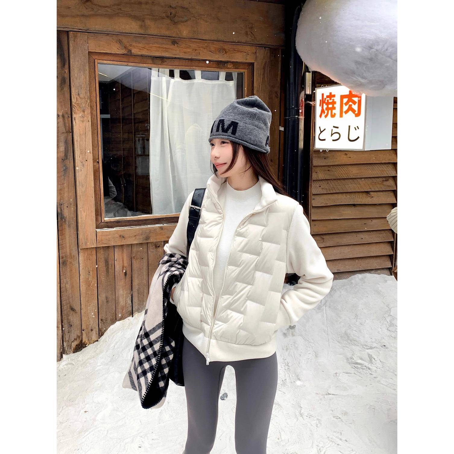 可可里自制~90白鸭绒轻薄保暖白色羽绒服秋冬短款立领加厚外套女