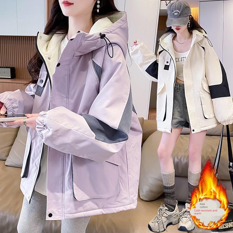 12岁少女秋冬装加绒冲锋衣外套15初高中学生13女大童加厚棉衣棉服