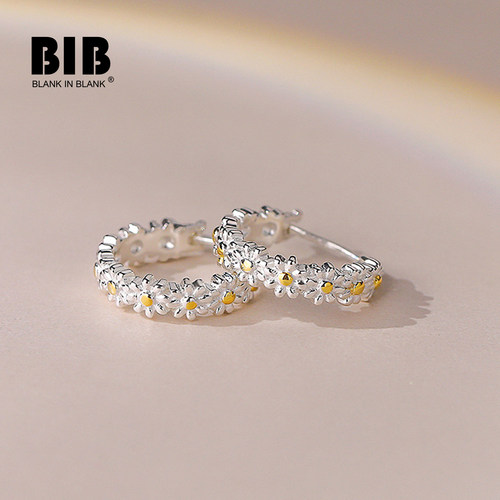 S925纯银小雏菊花朵耳扣