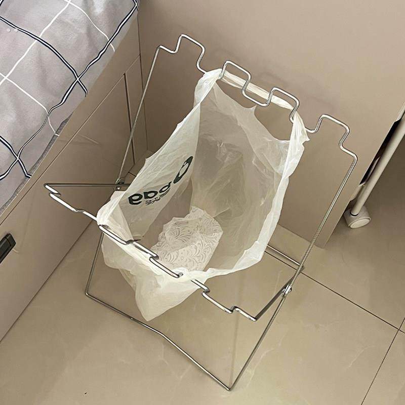 垃圾架不锈钢可折叠简易便携垃圾桶家用厨房专用免弯腰落地收纳架