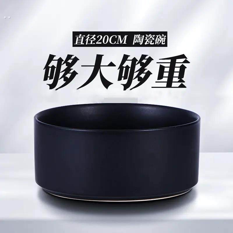 猫碗陶瓷狗碗黑色水碗黑碗猫咪狗盆狗狗碗食盆宠物喝水猫盆防打翻