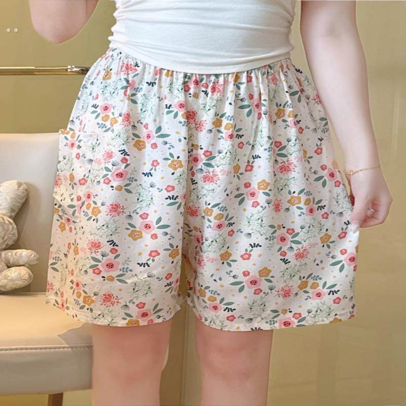 纯棉绸睡裤女士夏季人造棉外穿家居沙滩短裤宽松大尺码五分单裤子