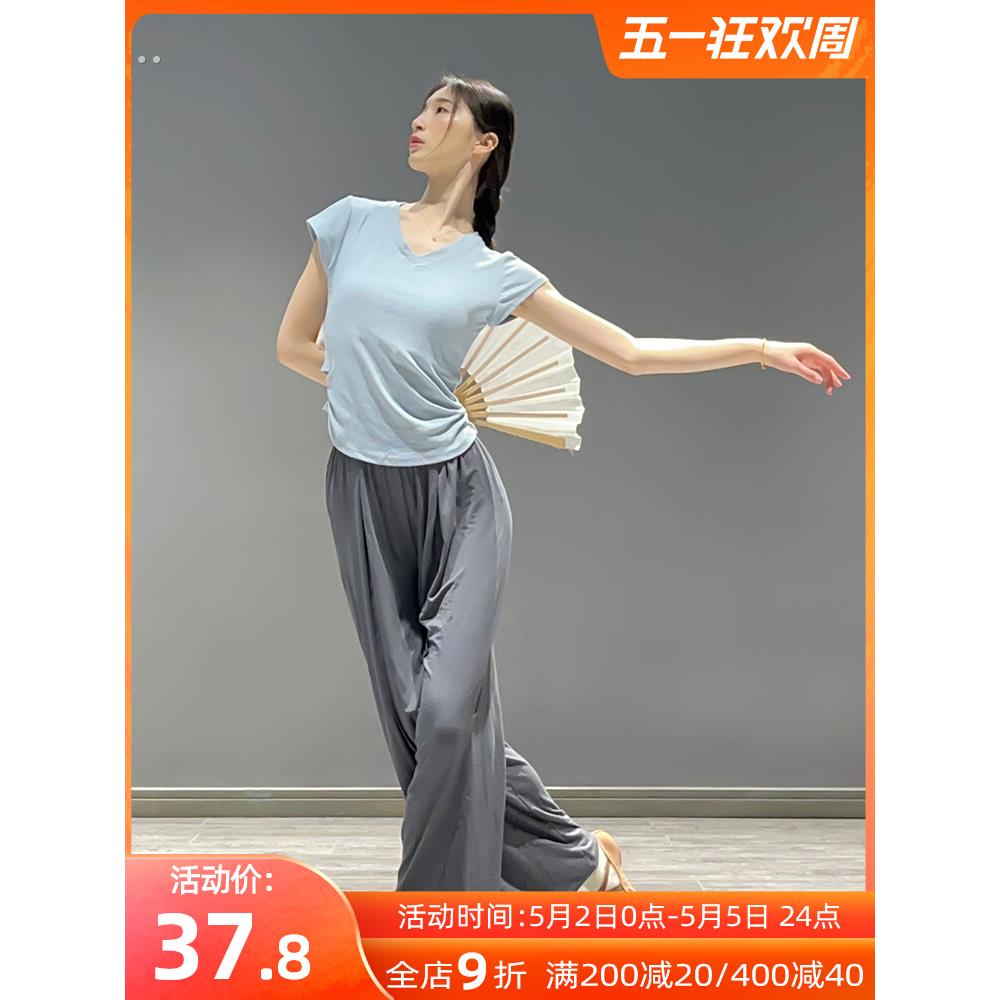 现代舞蹈服女成人春夏短袖露背上衣修身中国舞古典舞形体练功服