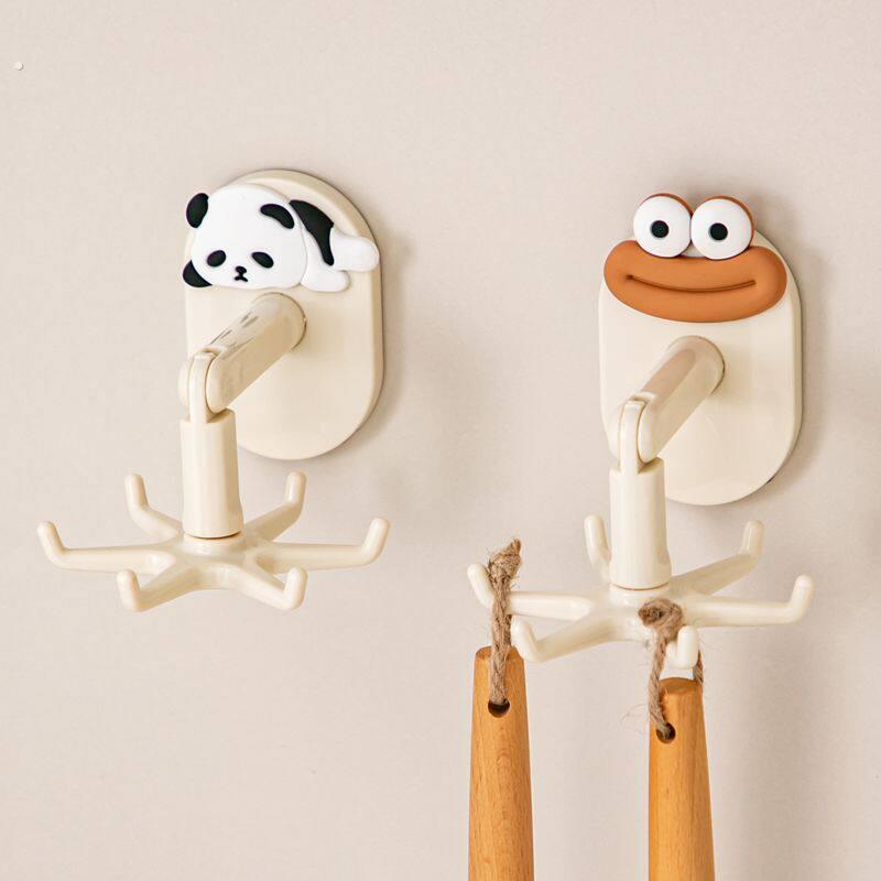 厨房旋转挂钩免打孔勺子铲子挂架多功能墙面收纳层架黏贴