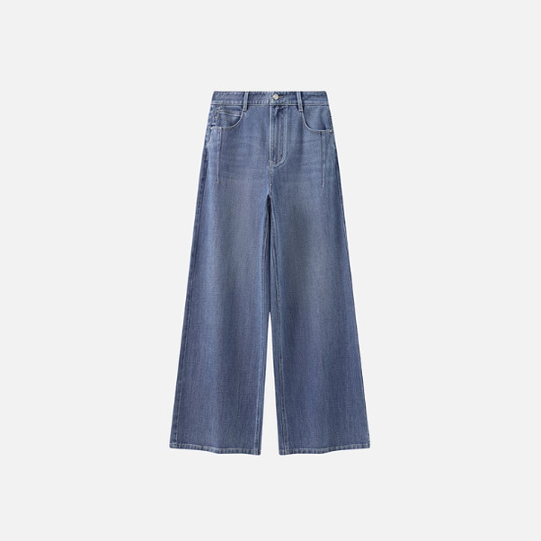 衣播商场女装复古随性松弛直筒牛仔裤BDT1KD1166秋日薄暮