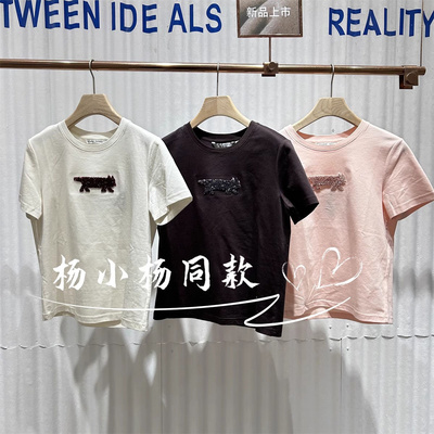 衣播商场女装别致休闲T恤女款宽松圆领洋气短袖BDS1YD1577听吟风