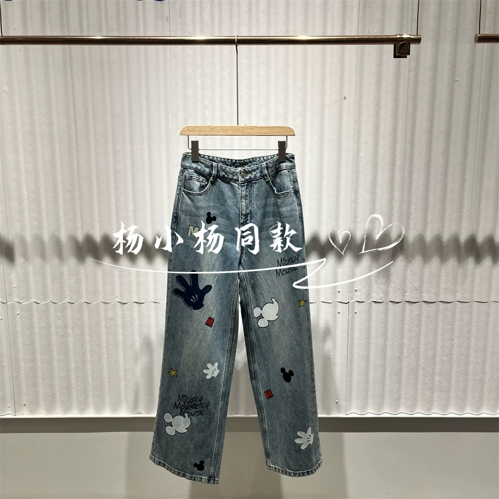 播商场同款复古卡通印花直筒裤宽松牛仔裤BDS3KD3333开心奇妙乐园