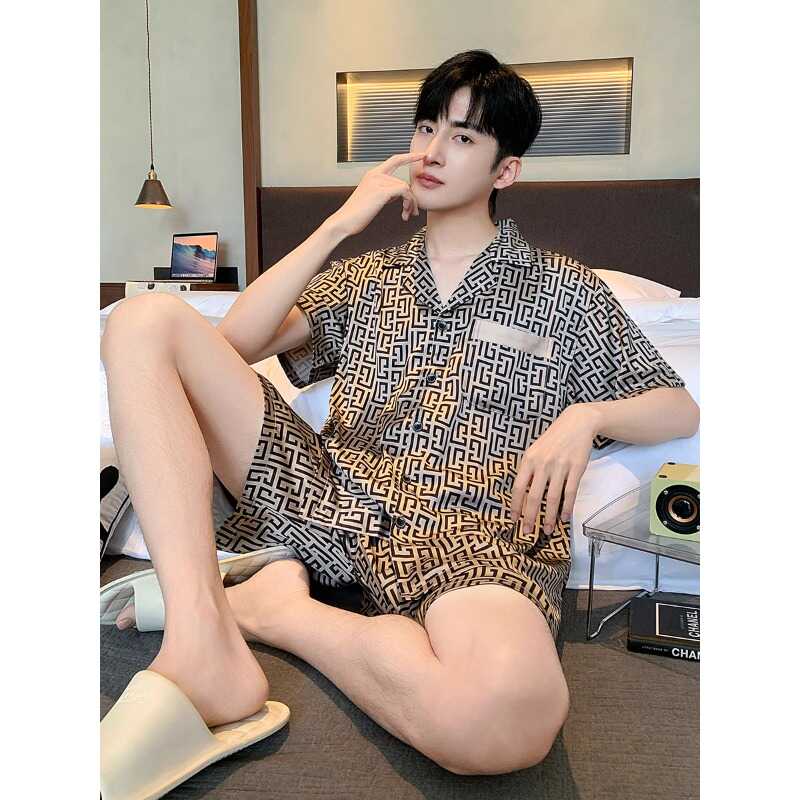 夏季维多利亚高档桑蚕丝男士睡衣