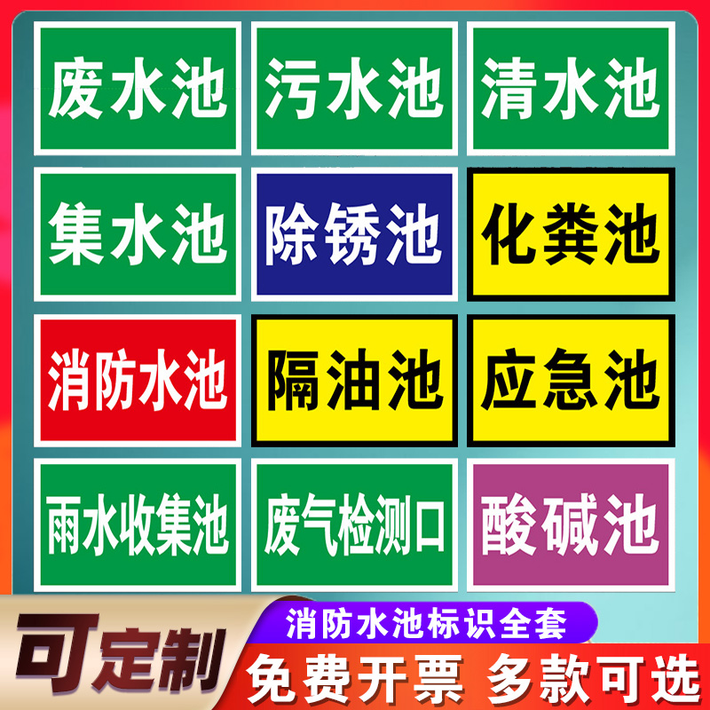 污水收集沉淀池标识牌消防池应急水池废气排放口中和池标志牌废气监测口化粪池除锈池事故应急池隔油池标志牌