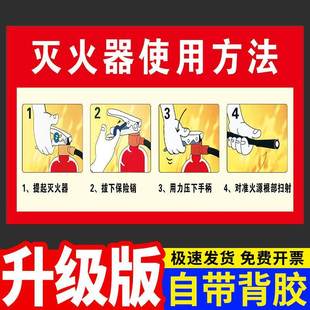 灭火器使用方法消防安全贴纸提示牌警示牌四懂四会安全消防承诺发现火情禁止乘电梯请用逃生电梯标识标牌定制