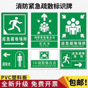 消防紧急疏散集合点标识牌防灾减灾应急疏散指示标志酒店地面应急避难场所指示牌地下防空洞标识支持定制订做