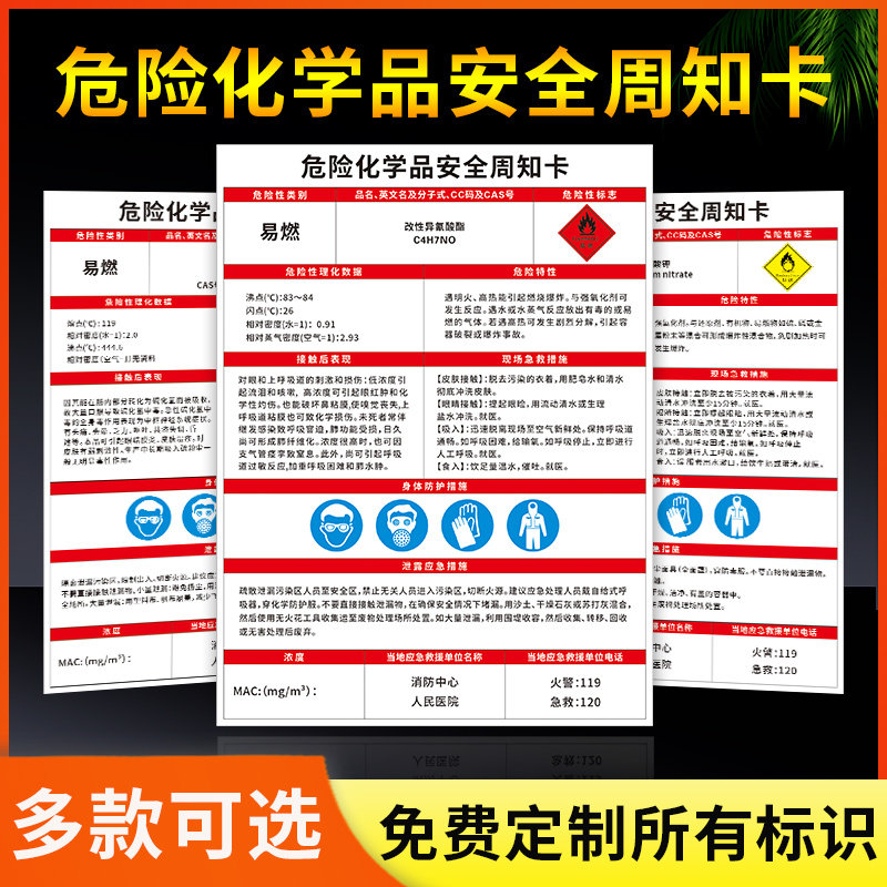 危险化学品安全周知卡改性异氰酸酯高纯硫高碘酸钾高氯酸高氯酸镁告知卡告知牌危险品标识贴标志牌提示贴定制 - 实物图