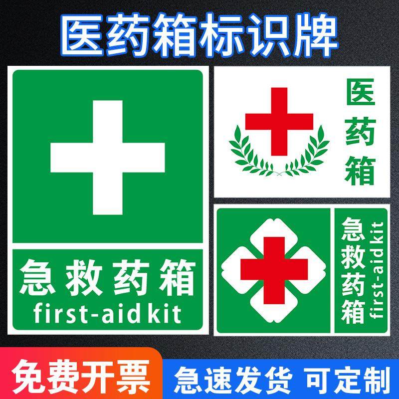 医药急救箱安全标识牌药品存放处提示牌管理程序警示标志应急药品药箱医药箱十字标识标贴警告标示贴标牌定制