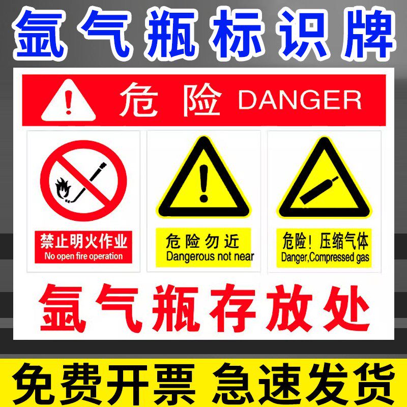 氩气标识牌气瓶标识牌当心液化气体存放处乙炔安全周知卡氧气四防标识
