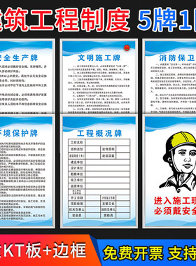 建筑工程五牌一图制度牌墙贴工地仓库员材料岗位职责安全生产牌文明施工牌消防保卫牌必须戴安全帽标识提示牌