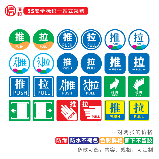 推拉门贴纸定制自动门玻璃门推拉贴请随手关门提示牌防水防晒PVC背胶抗划痕标识牌温馨提示左右移动门贴指示