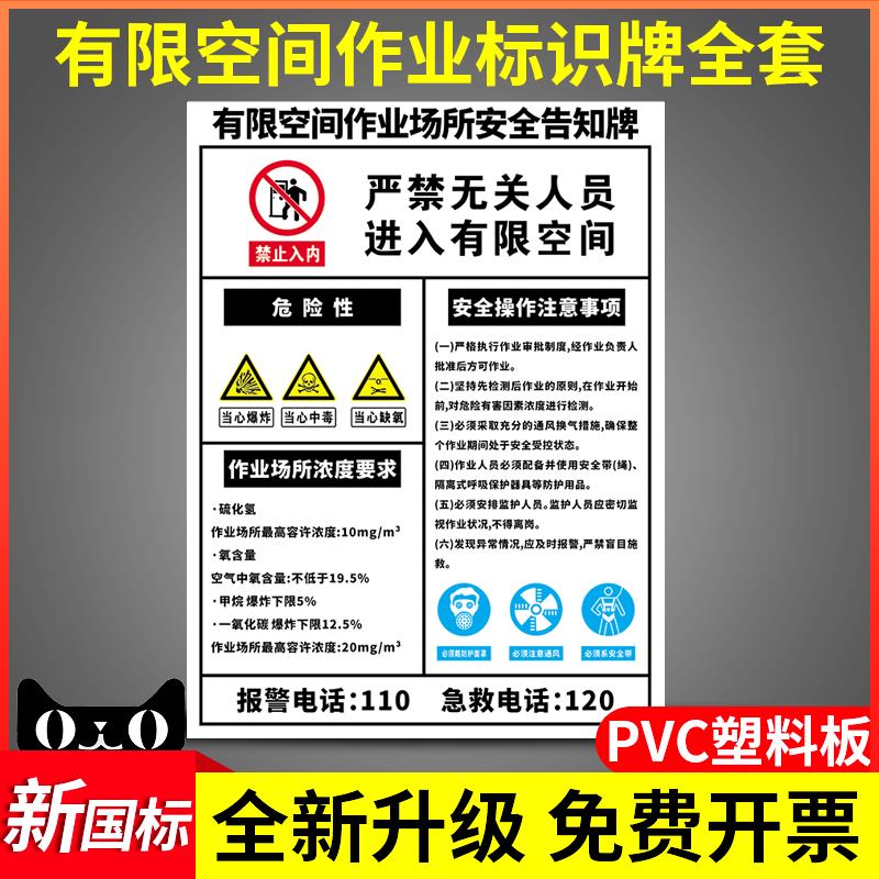 有限空间警示标识牌作业安全责任告知受限警告标志危险提示密闭场所工厂仓库车间岗位风险点禁止告示指示定制