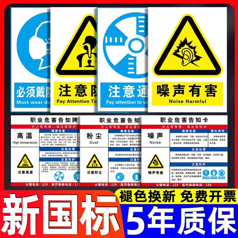 职业病危害告知卡粉尘噪音有害警示标识牌卫生公告栏告知牌工厂车间危险当心油漆盐酸硫酸高温防尘提示牌定制