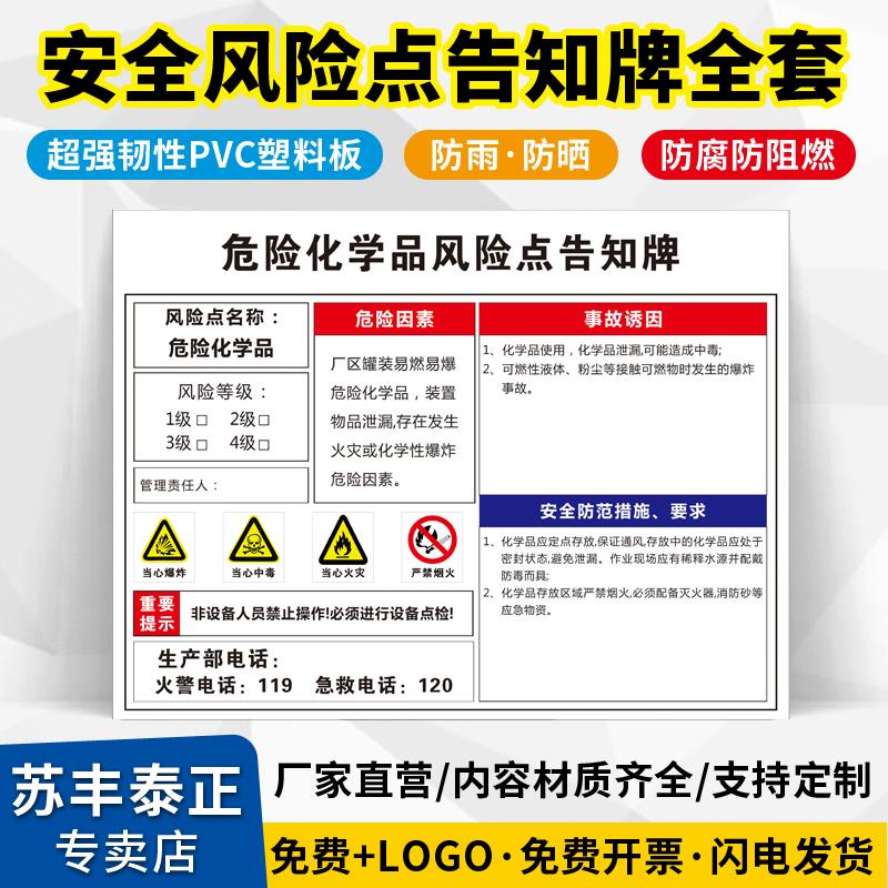 危险化学品安全风险点告知牌卡工厂车间生产有限空间仓库锅炉配电房空压机机械设备职业危害警告示标志示牌