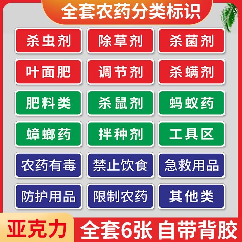 农业农药分类标识牌分区标签贴杀虫剂除草剂杀菌剂调节剂提示指示牌禁止饮食农药有毒农资安全警示贴纸定制