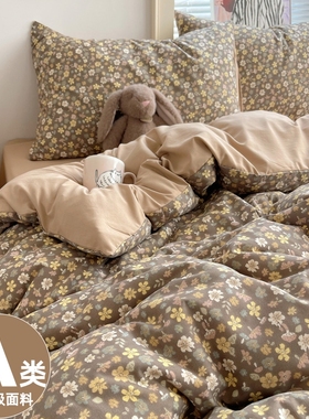 A类床上用品四件套全棉被套床单新款被罩床笠纯棉学生宿舍三件套