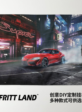 Toyota丰田SUPRA日系JDM跑车周边车迷墙壁装饰背景墙布挂布海报