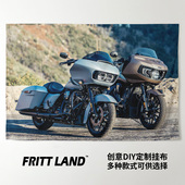 摩托重机车周边装 哈雷公路滑翔Road Glide美式 饰背景墙布挂布海报