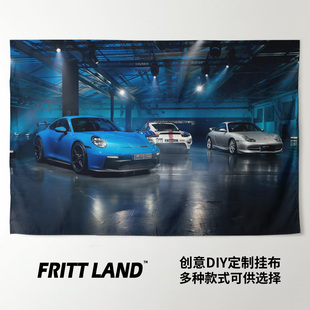 保时捷911 992 GT3 RS蛙王赛车超跑汽车写真海报装饰背景墙布挂布