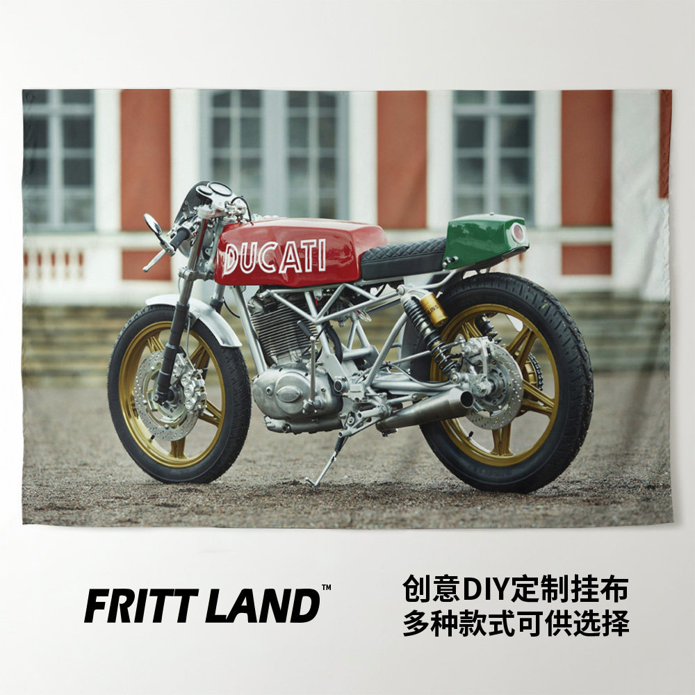 意大利Ducati杜卡迪复古经典机车摩托车周边装饰背景墙布海报挂布