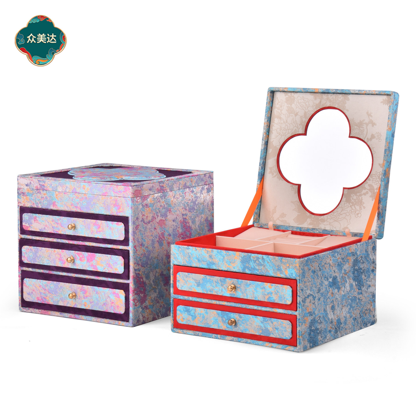 新中式首饰盒戒指项链手镯大容量珠宝收纳国风婚嫁多层饰品收纳箱