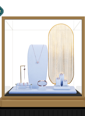 浅蓝色珠宝展示首饰陈列道具饰品展示脖子柜台陈列摆台首饰展示架
