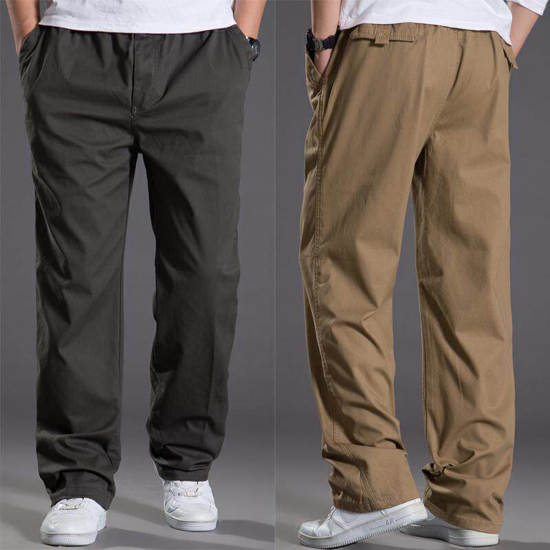 秋冬男装加肥加大码休闲裤厚款松紧腰胖子纯棉宽松肥佬裤工装长裤