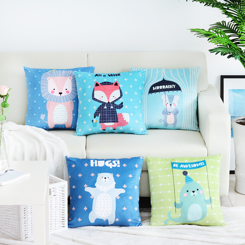 卡通毛绒抱枕沙发靠垫套子床头靠背汽车护腰靠垫抱枕套子不含芯