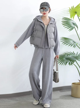 2026年棉马甲+外套+厚裤子三件套女时尚运动加厚保暖套装
