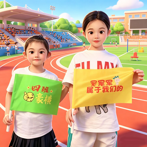 运动会小彩旗入场手挥创意手拿旗帜可定制口号氛围道具表演红旗