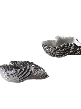 现代简约海螺贝壳陶瓷水果盘创意软装吧台餐桌茶几收纳盘托盘摆件